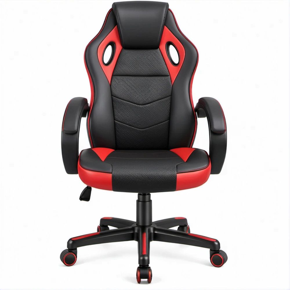 Cadeira Gaming Ergonómica Reclinável Preta e Vermelha em Pele Sintética PU, 64 x 64 x 110-120 cm