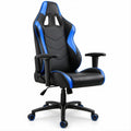 Cadeira Gaming Ergonómica Reclinável Preta e Azul em Pele Sintética PU 64 x 64 x 122-132 cm