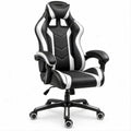 Cadeira Gaming Reclinável Preta e Branca em Pele Sintética PU 64 x 64 x 118-128 cm