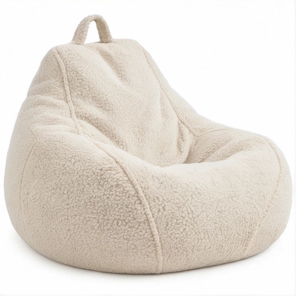 Pufe em Forma de Poltrona Bouclé Bege 80 x 80 x 90 cm