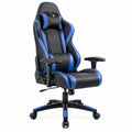 Cadeira Gaming Ergonómica Reclinável em Pele Sintética PU Preto e Azul, 66 x 50 x 123-133 cm