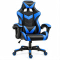Cadeira de Gaming Ergonómica Reclinável Preta e Azul em Couro Sintético PU, 65 x 65 x 122-132 cm