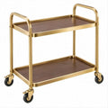 Carrinho de Serviço Dourado com 2 Prateleiras em MDF, 85 x 45 x 85 cm