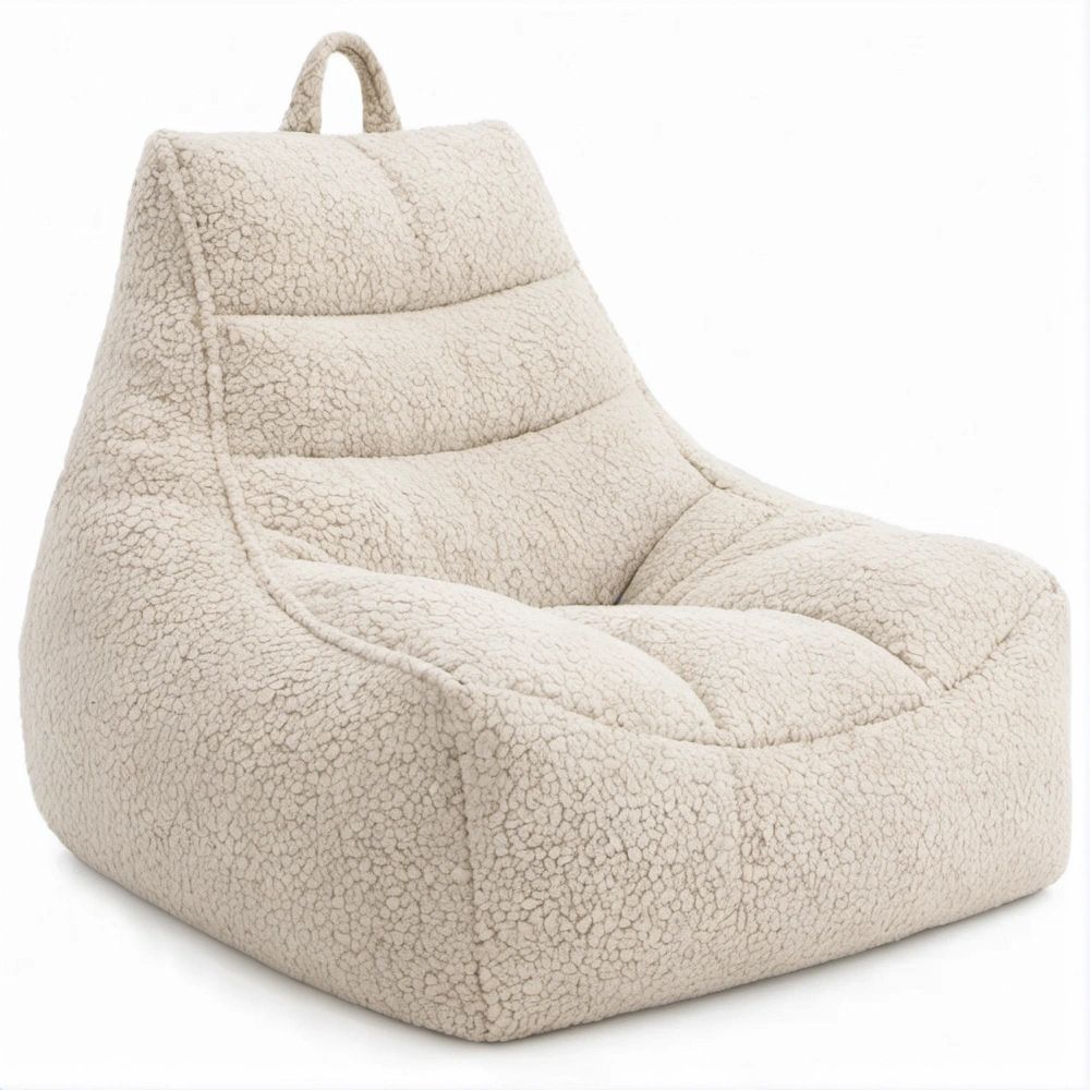 Poltrona Ergonómica Bege em Poliéster Bouclé 70 x 75 x 85 cm