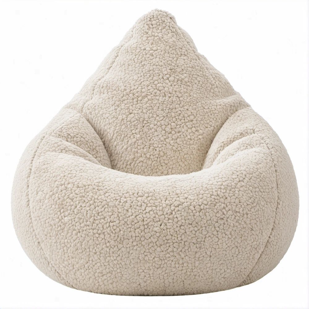 Pufe em Forma de Poltrona em Bouclé Bege 80 x 80 x 90 cm