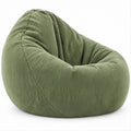Pufe Saco em Forma de Gota Verde em Veludo Cotelê, 90 x 90 x 100 cm
