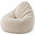 Pufe Tipo Poltrona em Tecido Bouclé Bege 90 x 90 x 110 cm