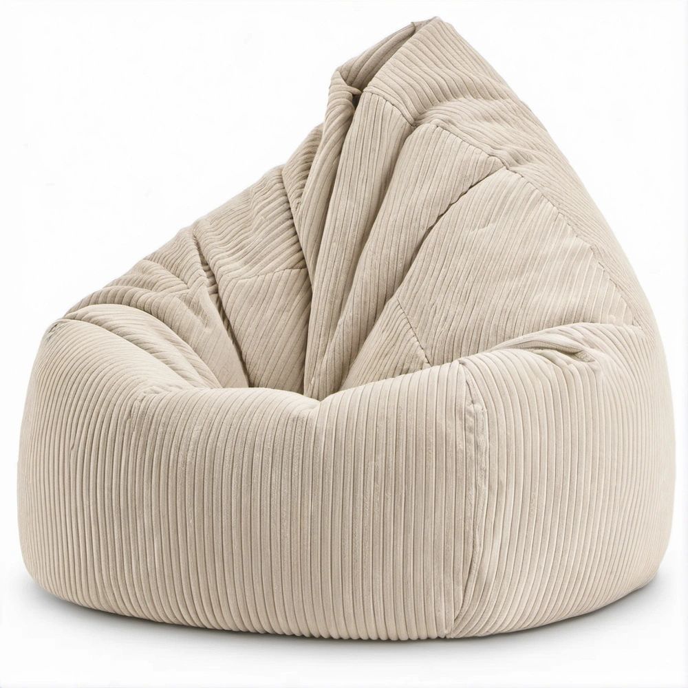 Pufe Ergonómico em Veludo Cotelê Bege 90 x 90 x 90 cm