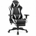 Cadeira Gaming Reclinável Preto e Branco com Apoio para Pés, 65 x 65 x 125-135 cm